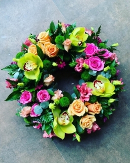 Bespoke Vibrant Rose and Orchid Wreath