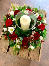 Christmas Candle in a Vase Arrangement