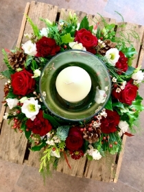 Christmas Candle in a Vase Arrangement