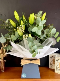 Lily and Eucalyptus Hand Tied Gift Bouquet