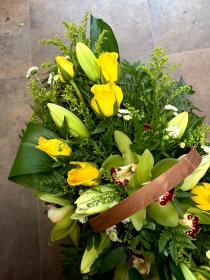 Rose and Orchid Basket Arrangement