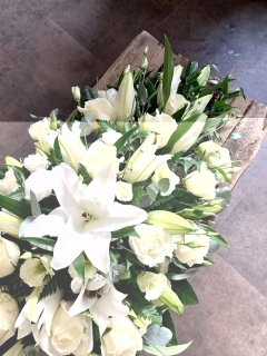 White Lily and Rose Casket Spray
