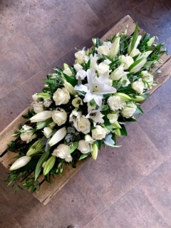 White Lily and Rose Casket Spray