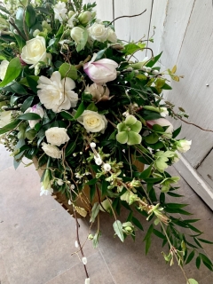 Woodland Whites, Creams and Greens Casket Spray