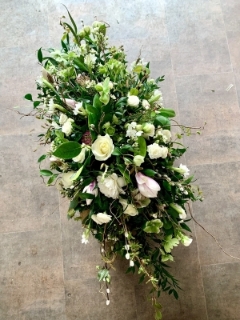 Woodland Whites, Creams and Greens Casket Spray